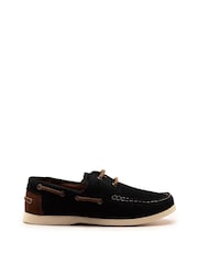 Off The Hook Blue Sadler Suede Leather Lace-Up Boat Shoes - Image 1 of 6