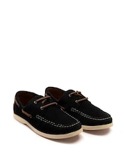 Off The Hook Blue Sadler Suede Leather Lace-Up Boat Shoes - Image 2 of 6