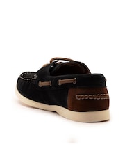 Off The Hook Blue Sadler Suede Leather Lace-Up Boat Shoes - Image 3 of 6