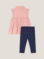 Monsoon Pink Baby Boucle Heart Dress & Leggings Set - Image 3 of 4