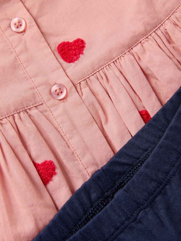 Monsoon Pink Baby Boucle Heart Dress & Leggings Set - Image 4 of 4