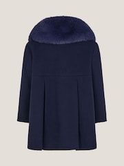 Monsoon Blue Baby Fluffy Collar Bow Coat - Image 2 of 2