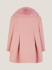 Monsoon Baby Faux Fur Collar Bow Coat - صورة 3 من 4