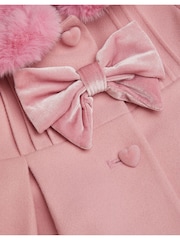 Monsoon Baby Faux Fur Collar Bow Coat - صورة 4 من 4