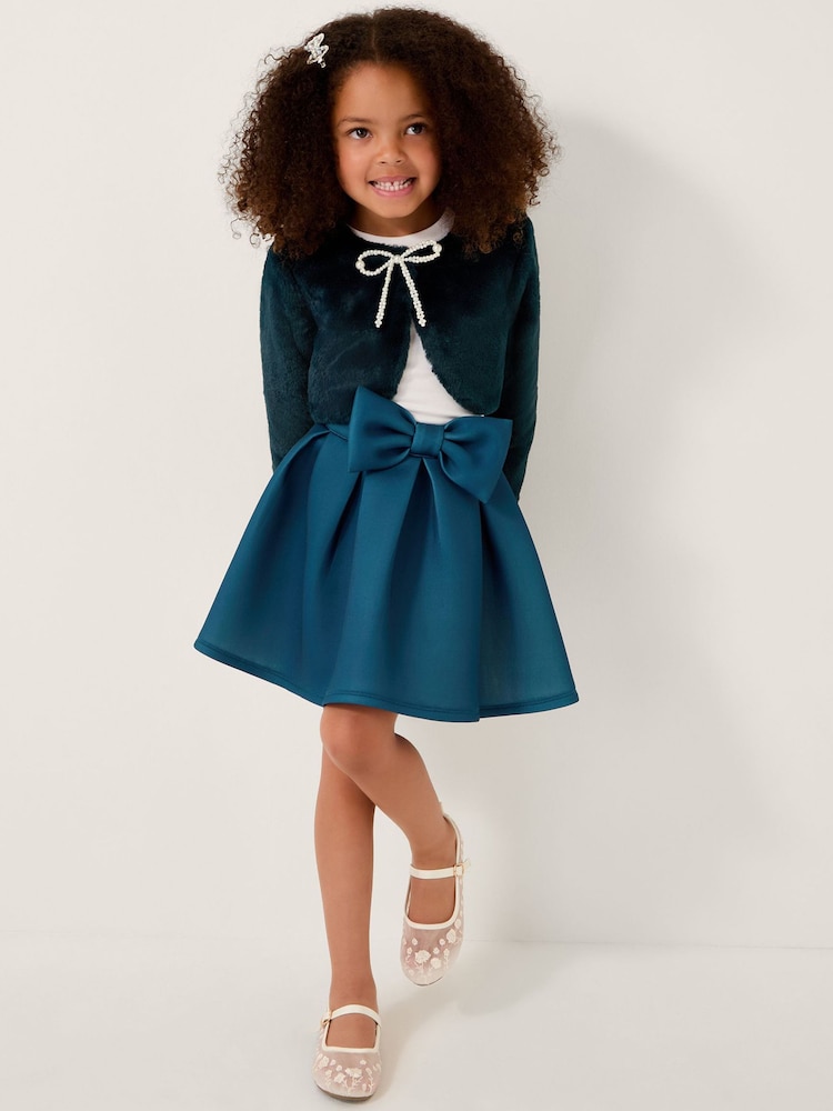 Monsoon Green Bow Pleat Skirt - Image 1 of 4 Monsoon Green Bow Pleat Skirt - Image 1 of 4