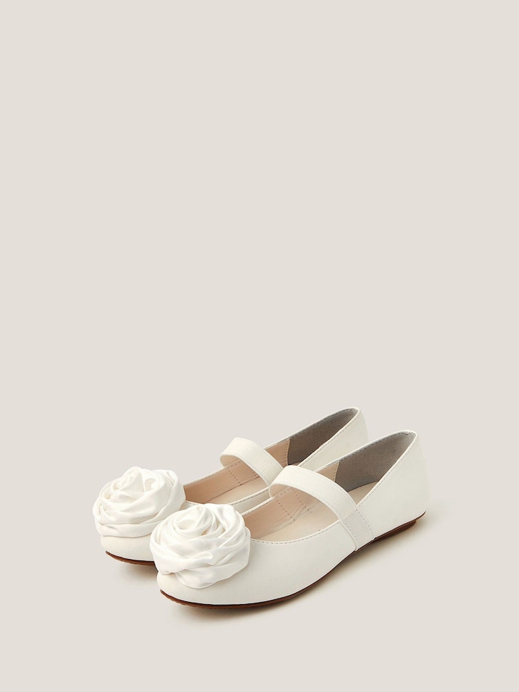 Monsoon Natural Rosette Strap Ballet Flats - Image 2 of 3 Monsoon Natural Rosette Strap Ballet Flats - Image 2 of 3