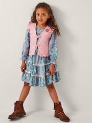 Monsoon Pink Flower Print Denim Waistcoat - Image 3 of 3