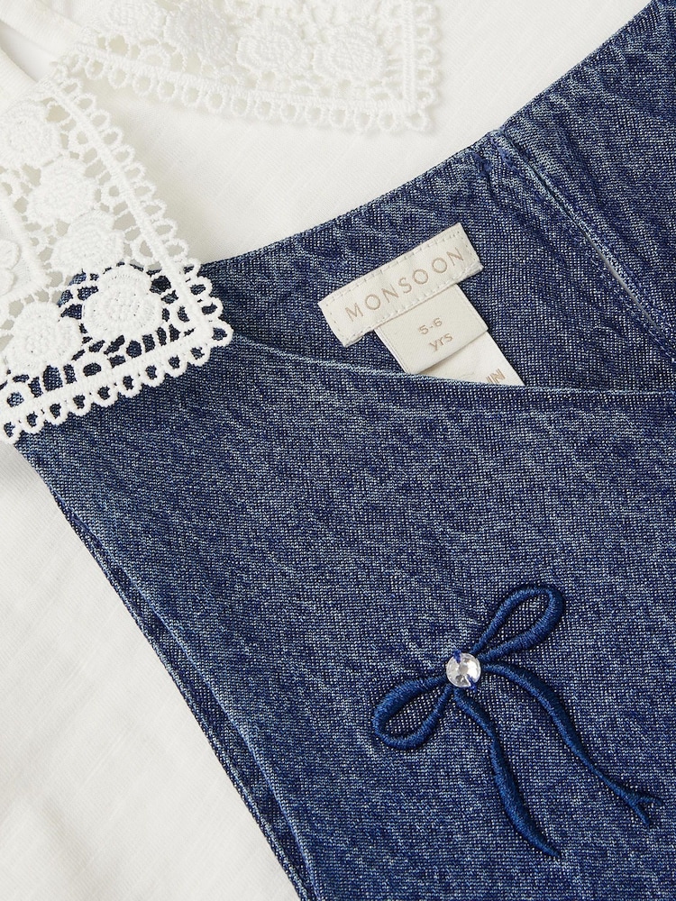 Monsoon Collar Top & Chambray Bow Dress Set - صورة 4 من 4 Monsoon Collar Top & Chambray Bow Dress Set - صورة 4 من 4