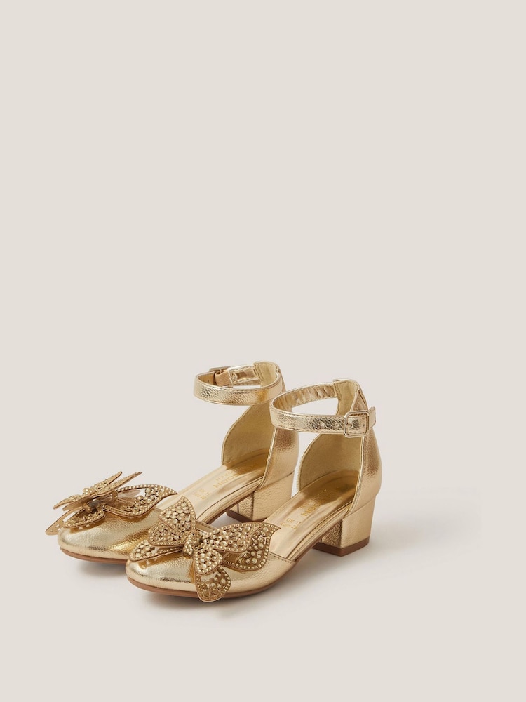 Monsoon Gold Butterfly Metallic Heels - Image 1 of 3