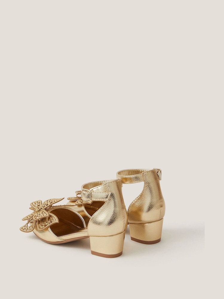 Monsoon Gold Butterfly Metallic Heels - Image 2 of 3