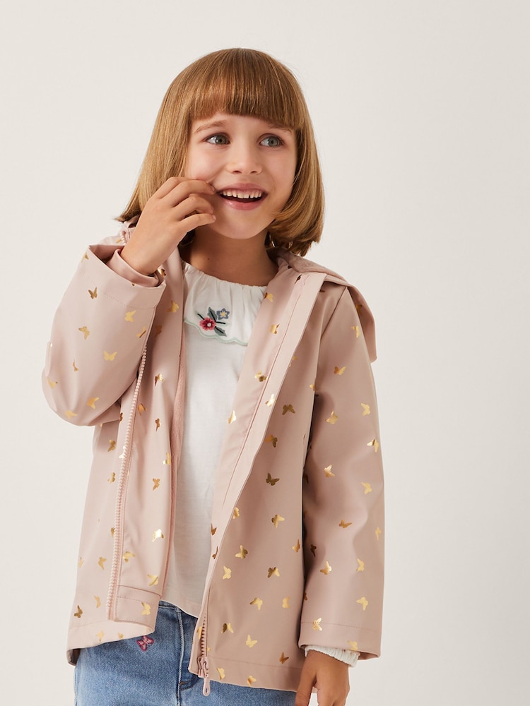 Monsoon Pink Foil Butterfly Print Raincoat - Image 1 of 1 Monsoon Pink Foil Butterfly Print Raincoat - Image 1 of 1