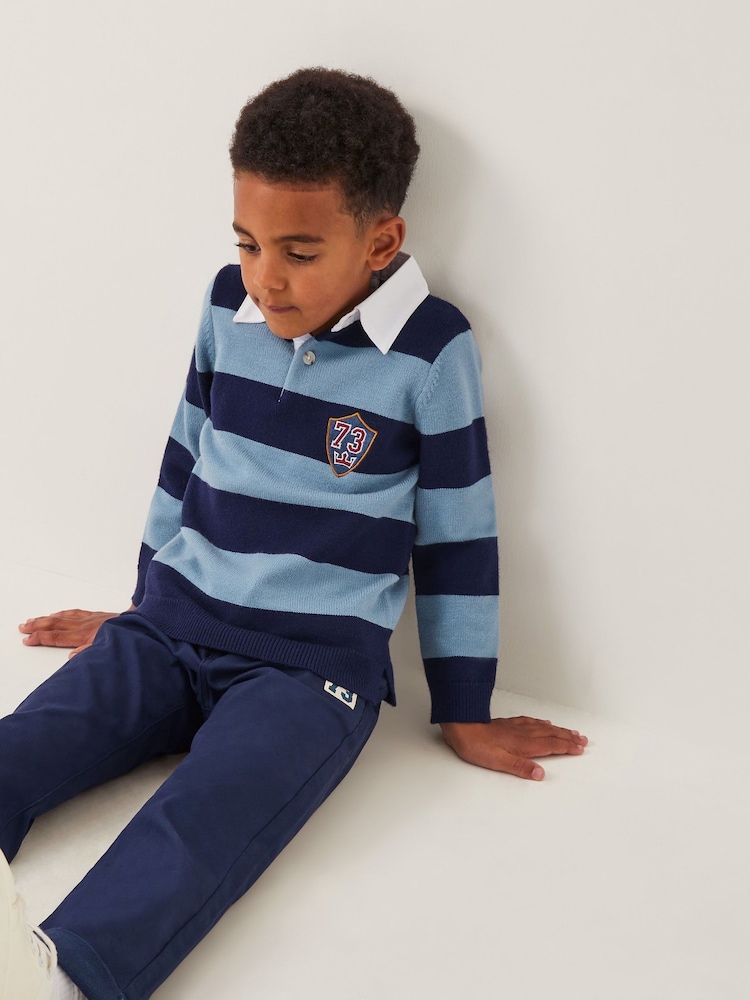 Monsoon Blue Varsity Stripe Polo Jumper - Image 1 of 4