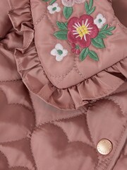Monsoon Pink Embroidered Heart Quilted Coat - Image 3 of 3