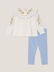 Monsoon Baby Embroidered Blouse & Leggings Set - صورة 2 من 4