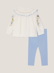 Monsoon Baby Embroidered Blouse & Leggings Set - صورة 3 من 4