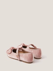 Monsoon Red Velvet Bow Strap Ballet Flats - Image 3 of 3