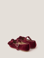 Monsoon Velvet Bow Strap Ballet Flats - Imaginea 4 din 4