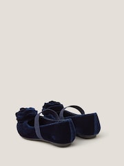 Monsoon Blue Rosette Velvet Strap Ballet Flats - Image 3 of 3