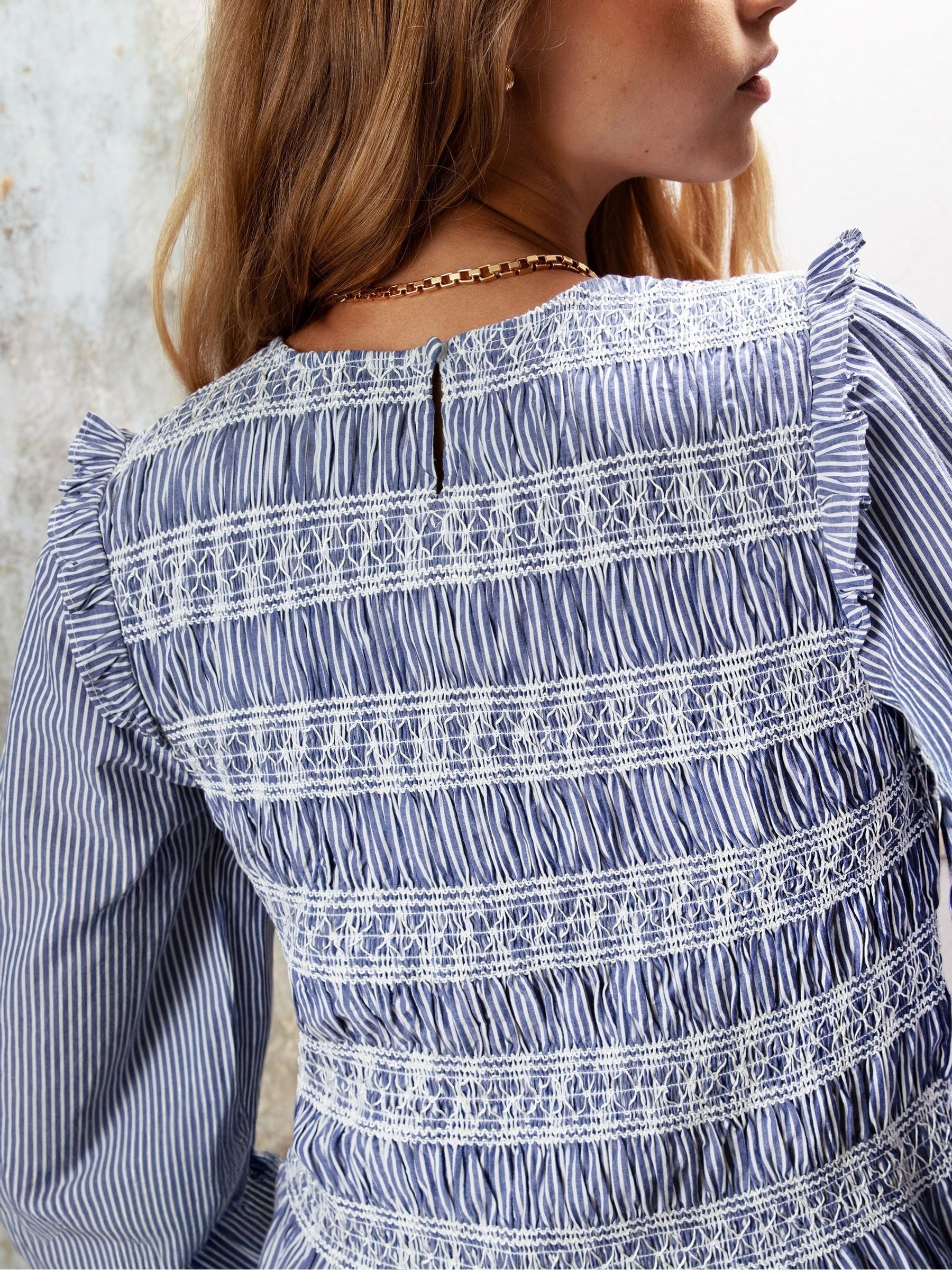Buy Ro&Zo Blue Stripe Shirred Blouse from Next USA