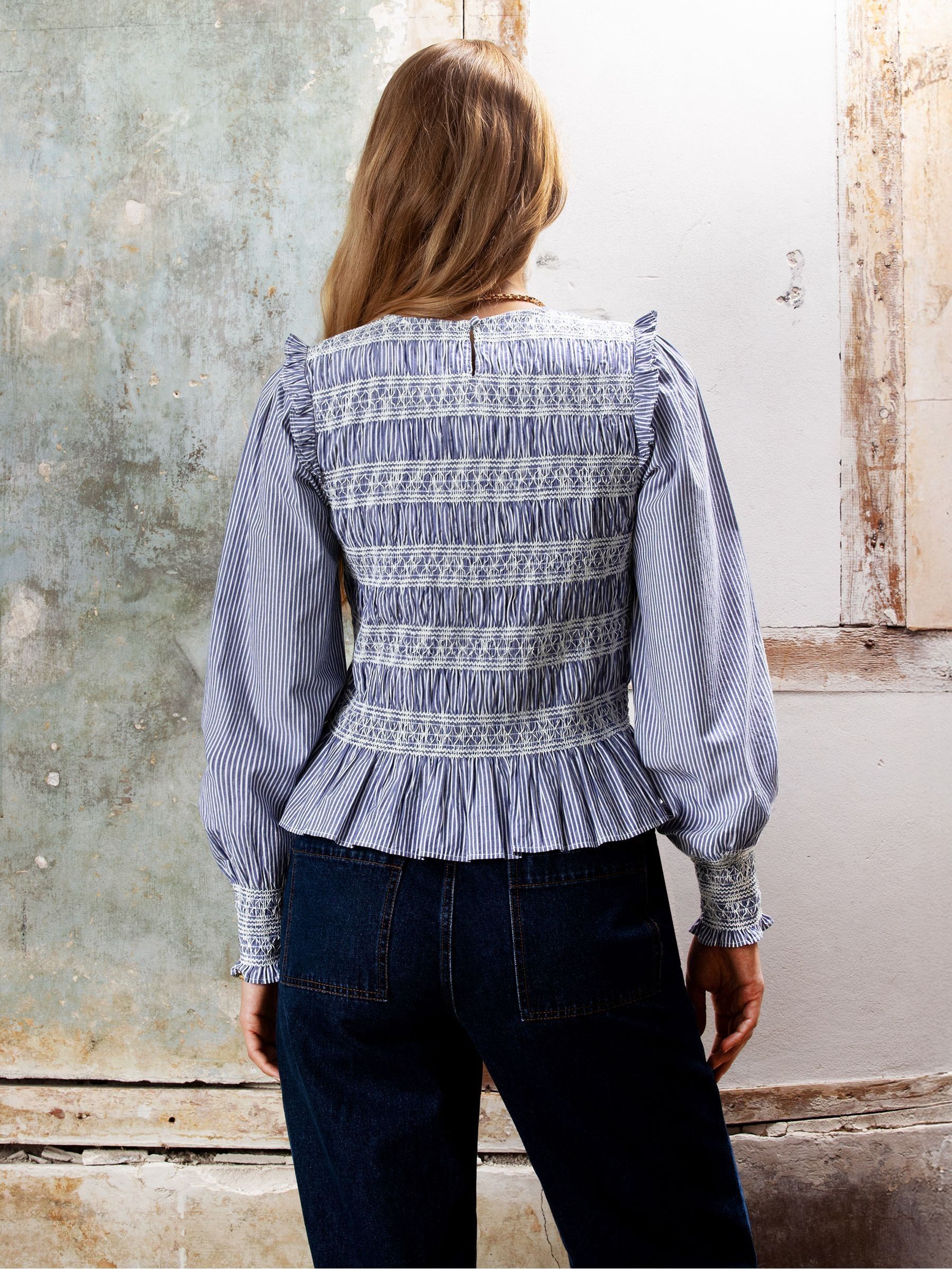 トップス R Buy Ro&Zo Blue Stripe Shirred Blouse from Next USA