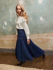 Ro&Zo Blue Petite Denim Full Skirt - Image 1 of 5