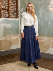 Ro&Zo Blue Petite Denim Full Skirt - Image 3 of 5