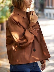 Ro&Zo Brown Short Trench Jacket - Image 2 of 5