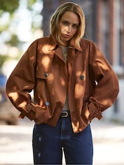 Ro&Zo Brown Short Trench Jacket - Image 3 of 5