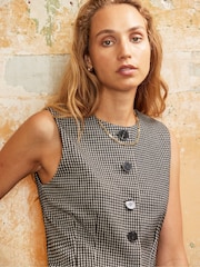 Ro&Zo Grey Petite Houndstooth Waistcoat - Image 3 of 5
