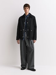 NN.07 Black Glenn Wax-Look Contrast Collar Jacket - Image 4 of 7