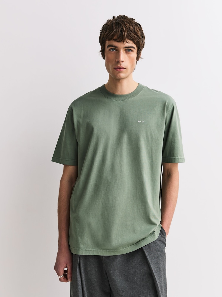 NN.07 Green Adam Embroidered Logo T-Shirt - Image 1 of 6