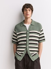 NN.07 Green Lars Textured Stripe Shirt - Image 1 of 5