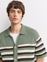 NN.07 Green Lars Textured Stripe Shirt - Image 4 of 5