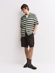 NN.07 Green Lars Textured Stripe Shirt - Image 5 of 5