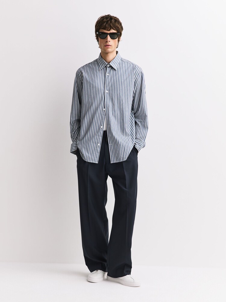 NN.07 Blue Freddy Striped Cotton Shirt - Image 2 of 6
