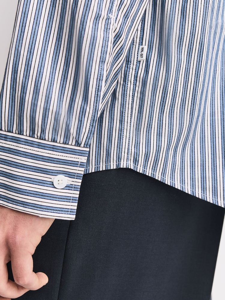 NN.07 Blue Freddy Striped Cotton Shirt - Image 6 of 6