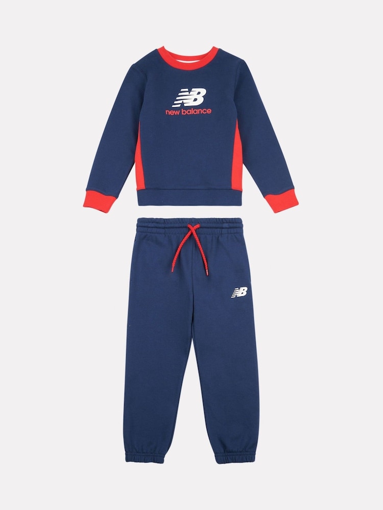 New Balance Blue Contrast FT Crew & Joggers Set - Image 1 of 5 New Balance Blue Contrast FT Crew & Joggers Set - Image 1 of 5