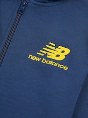 New Balance Blue French Terry Stacked Logo Zip Thru Hoodie & Joggers Set - Image 10 of 11