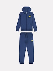 New Balance Blue French Terry Stacked Logo Zip Thru Hoodie & Joggers Set - Image 7 of 11
