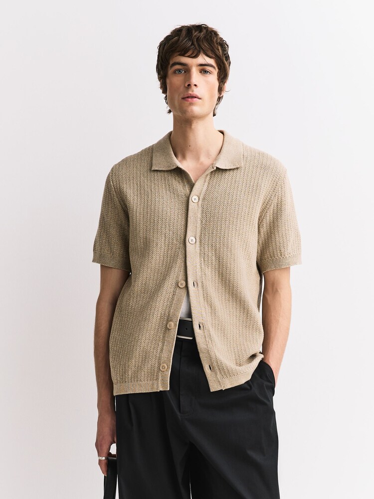NN.07 Natural Ares Button Front Knit Shirt - Image 1 of 7
