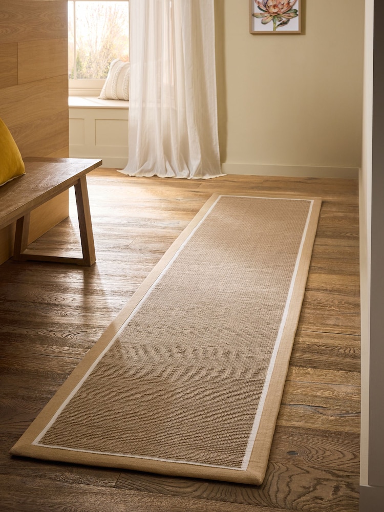 Natural Taped Border Jute Runner - Image 1 of 5