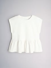 The Set 3 Pack Peplum Cotton Jersey Short Sleeve Tops Blue/Brown/Cream - Image 7 of 10