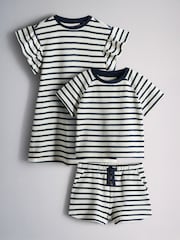 The Set Textured Jersey Dress Cropped Short Sleeve T-Shirt and Shorts Set - 图片1 / 6