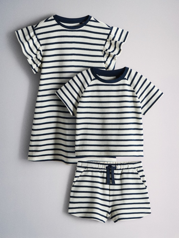 The Set Textured Jersey Dress Cropped Short Sleeve T-Shirt and Shorts Set - 图片1 / 6