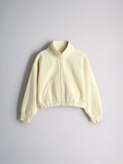 The Set 2 Pack Jersey Funnel Neck Zip Through Cropped Jacket and Shorts Yellow/Brown - Image 2 of 6