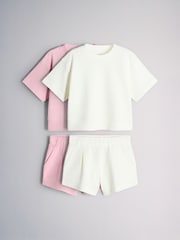 Roz/Crem - The Set 2 Pack Jersey Interlock Short Sleeve Crew and Short Sets - Imaginea 1 din 7