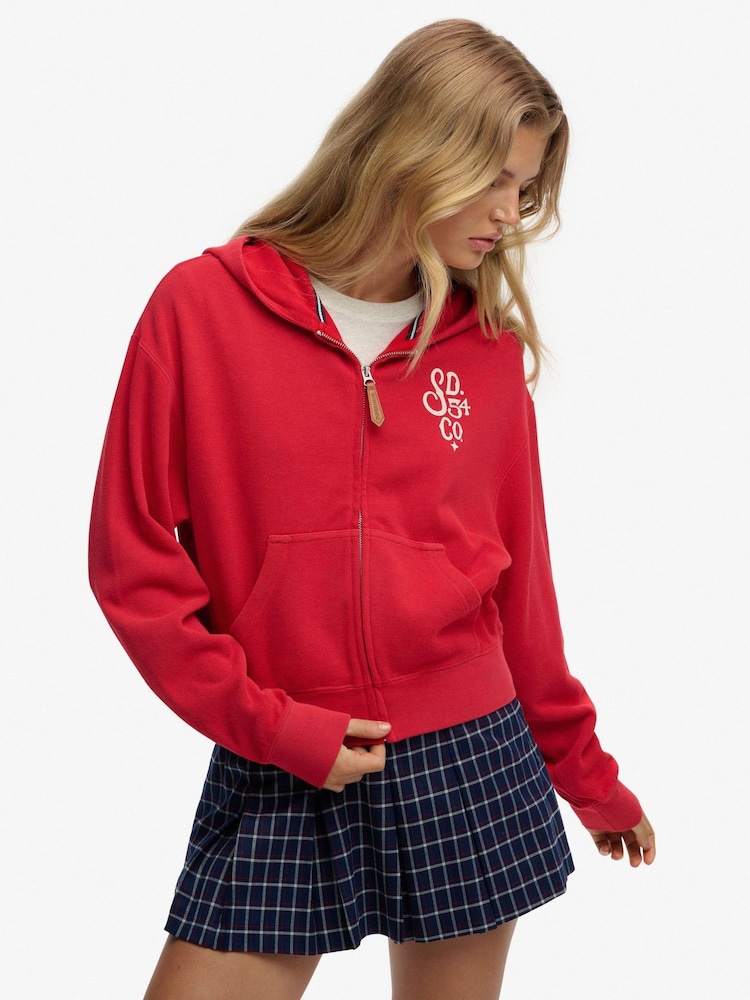 Superdry Red Heritage Hamptons Zip Up Hoodie - Image 1 of 5