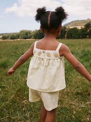 Lemon Yellow Spot Crochet Top And Short Set (3mths-7yrs) - Image 2 of 7