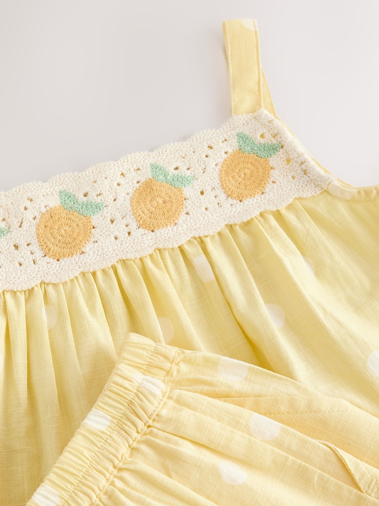 Lemon Yellow Spot Crochet Top And Short Set (3mths-7yrs) - Image 7 of 7 Lemon Yellow Spot Crochet Top And Short Set (3mths-7yrs) - Image 7 of 7
