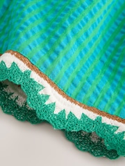 Green Seersucker Stripe Crochet Trim Shorts (3mths-7yrs) - Image 3 of 4